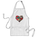 Heart Filled with Red and Green Buttons aprons
