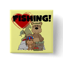 HEART Fishing Tshirts and Gifts Pinback Button