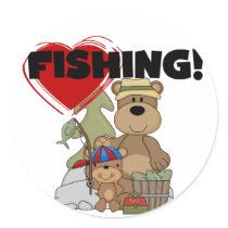 HEART Fishing Tshirts and Gifts Round Sticker