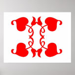 Heart Floral Pattern Poster