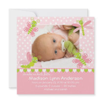 Heart Flutter Baby Girl Photo Announcement