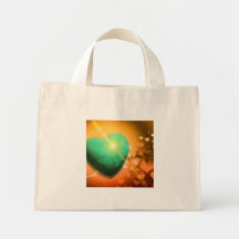 Heart Fractal Romantic Playful Love Orange Teal Bags
