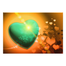 Heart Fractal Romantic Playful Love Orange Teal Photo
