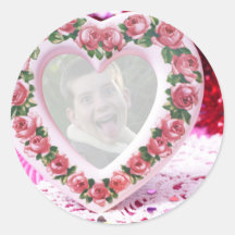 Heart Frame Template Round Stickers