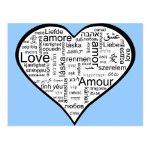 Heart full of Love in Different Languages Post Cards