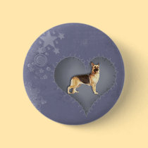 Heart German Shepherd buttons