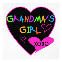 Heart Grandma's Girl T-shirts and Gifts Personalized Invitation