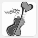 Heart Guitar White Square Stickers