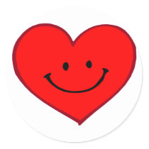 Heart  (Happy Face) Round Sticker