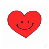 Heart  (Happy Face) Square Stickers
