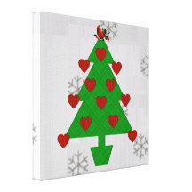 Heart Holiday Tree Stretched Canvas Print