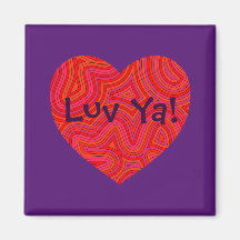 Heart in Groovy Swirls Magnet with 'Luv Ya!'