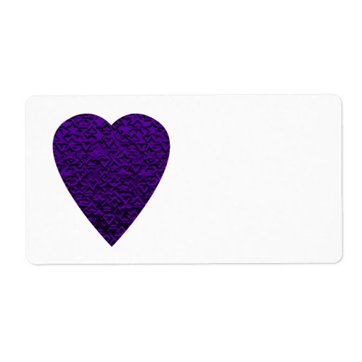 Heart in Purple Colours. Patterned Heart Design. Personalised Shipping Label