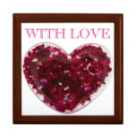 Heart in red and pink fused glass - photograph keepsake box