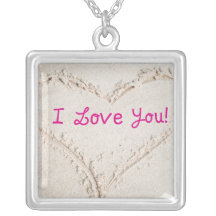 Heart in Sand I Love You Custom Jewelry