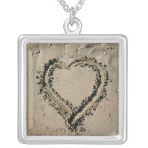 Heart In The Sand Sterling Photo Pendant Necklace