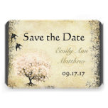 Heart Leaf Pink Tree Vintage Bird Save the Date Invitations