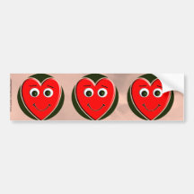 HEART LOVE DUDE SMILEY BUMPER STICKERS