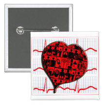HEART MEDICAL SPECIALTIES CARDIOGRAM PINBACK BUTTONS