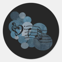 Heart music clefs and blue polka dots stickers