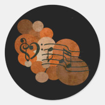 Heart music clefs and orange / autumn polka dots sticker