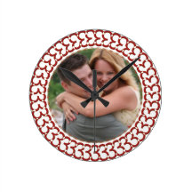 Heart of Love Custom Photo Frame Round Wallclock