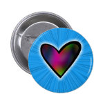 Heart on blue pinback button