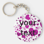 HEART Pattern ART 6 + your text Keychain