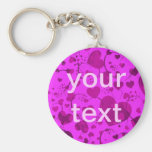 HEART Pattern ART 6 + your text | pink Keychain