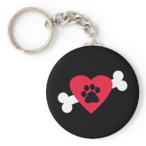 Heart, Pawprint and Bone Design Keychains