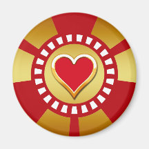HEART POKER CHIP REFRIGERATOR MAGNETS