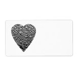 Heart. Printed Grey Pattern. Shipping Label