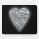 Heart. Printed Light Gray and Mid Gray Pattern. Mouse Pads