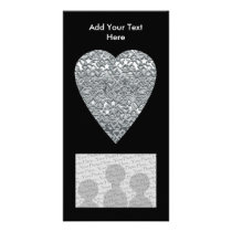 Heart. Printed Light Grey and Mid Grey Pattern. Custom Photo Card