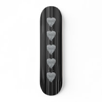 Heart. Printed Light Grey and Mid Grey Pattern. Skate Board Decks