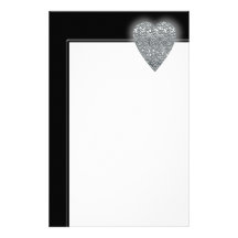Heart. Printed Light Grey and Mid Grey Pattern. Stationery Design