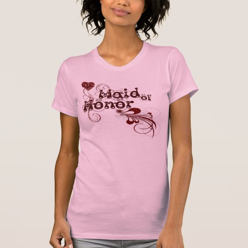 Heart & Red Swirls Maid of Honour Tshirt