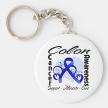 Heart Ribbon - Colon Cancer Awareness Keychain
