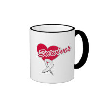 Heart Ribbon - Lung Cancer Survivor Coffee Mugs