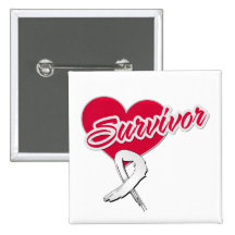 Heart Ribbon - Lung Cancer Survivor Pinback Button