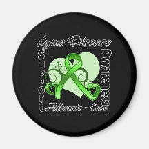 Heart Ribbon - Lyme Disease Awareness Fridge Magnet