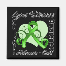 Heart Ribbon - Lyme Disease Awareness Refrigerator Magnet