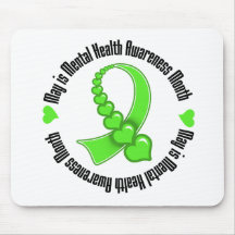 Heart Ribbon May is Mental Health Awareness Month Mouse Pads