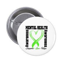 Heart Ribbon - Mental Health Awareness Buttons