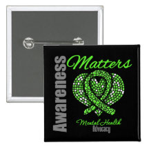 Heart Ribbon Mental Health Awareness Matters Buttons