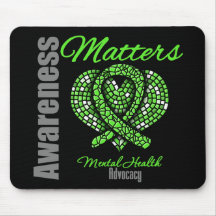 Heart Ribbon Mental Health Awareness Matters Mousepads