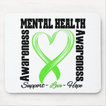 Heart Ribbon - Mental Health Awareness Mouse Pads