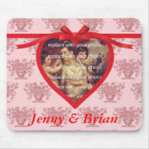 Heart Ribbon Photo Frame Mousepad