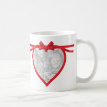 Heart Ribbon Photo Frame Mugs