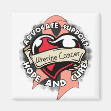 Heart Ribbon - Uterine Cancer Refrigerator Magnet